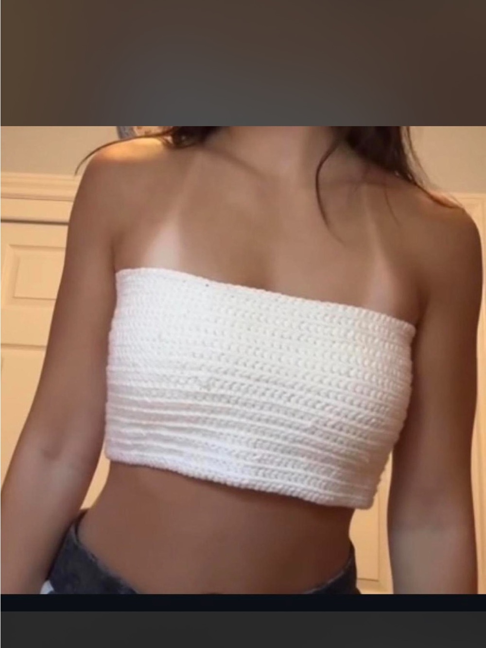 Strapless White Crochet tube Top - Women's Summer Knit